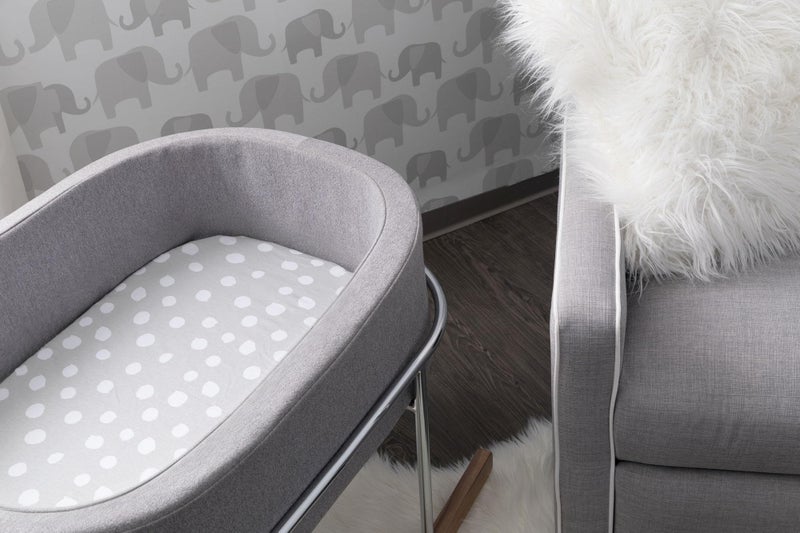 Ely's & Co. Bassinet Sheet Set 2 Pack 100% Jersey Cotton Grey and White Abstract Stripes and Dots by Ely's & Co. - Image 3